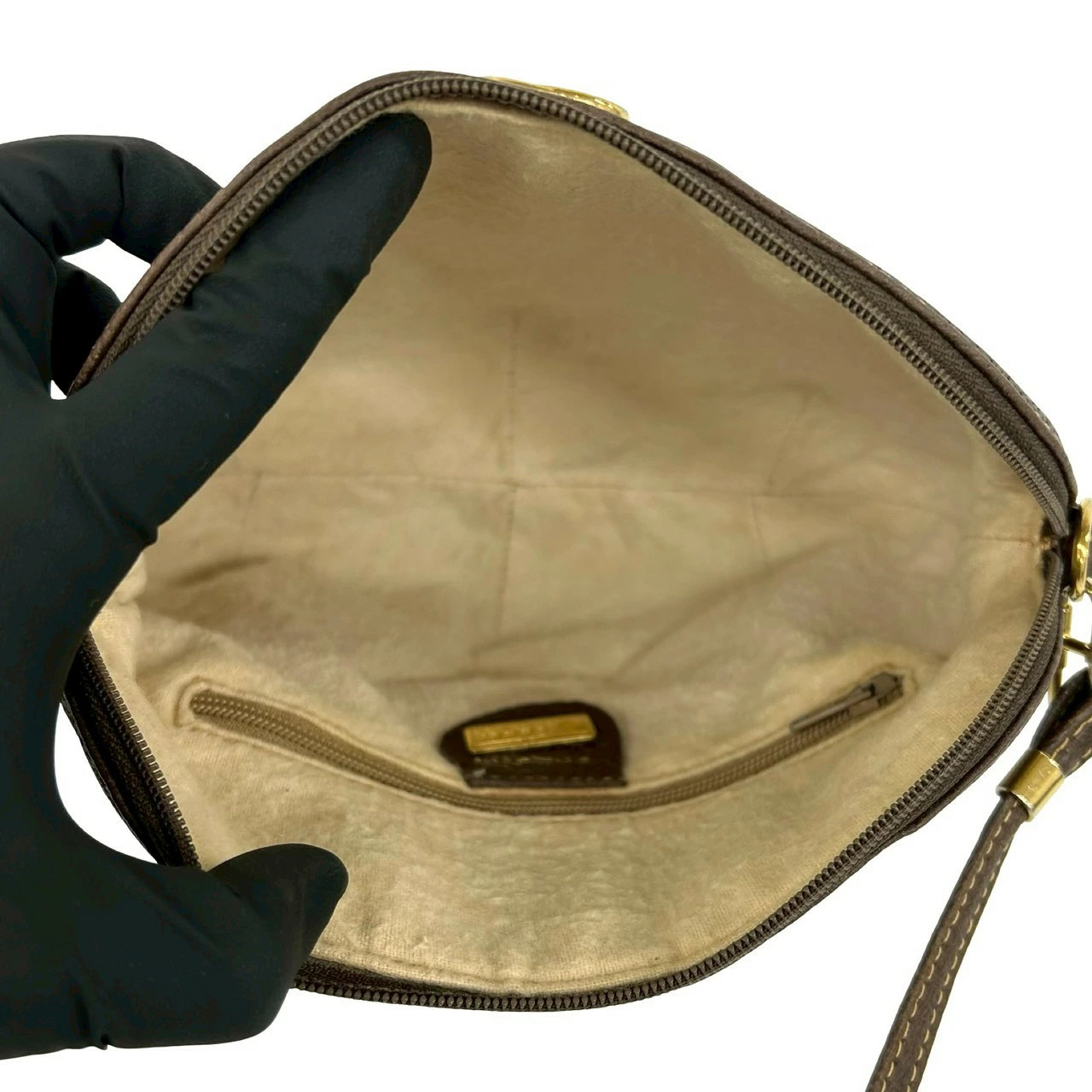 GUCCI Vintage Old Gucci GG Logo Pattern Hardware Leather Mini Shoulder Bag Brown