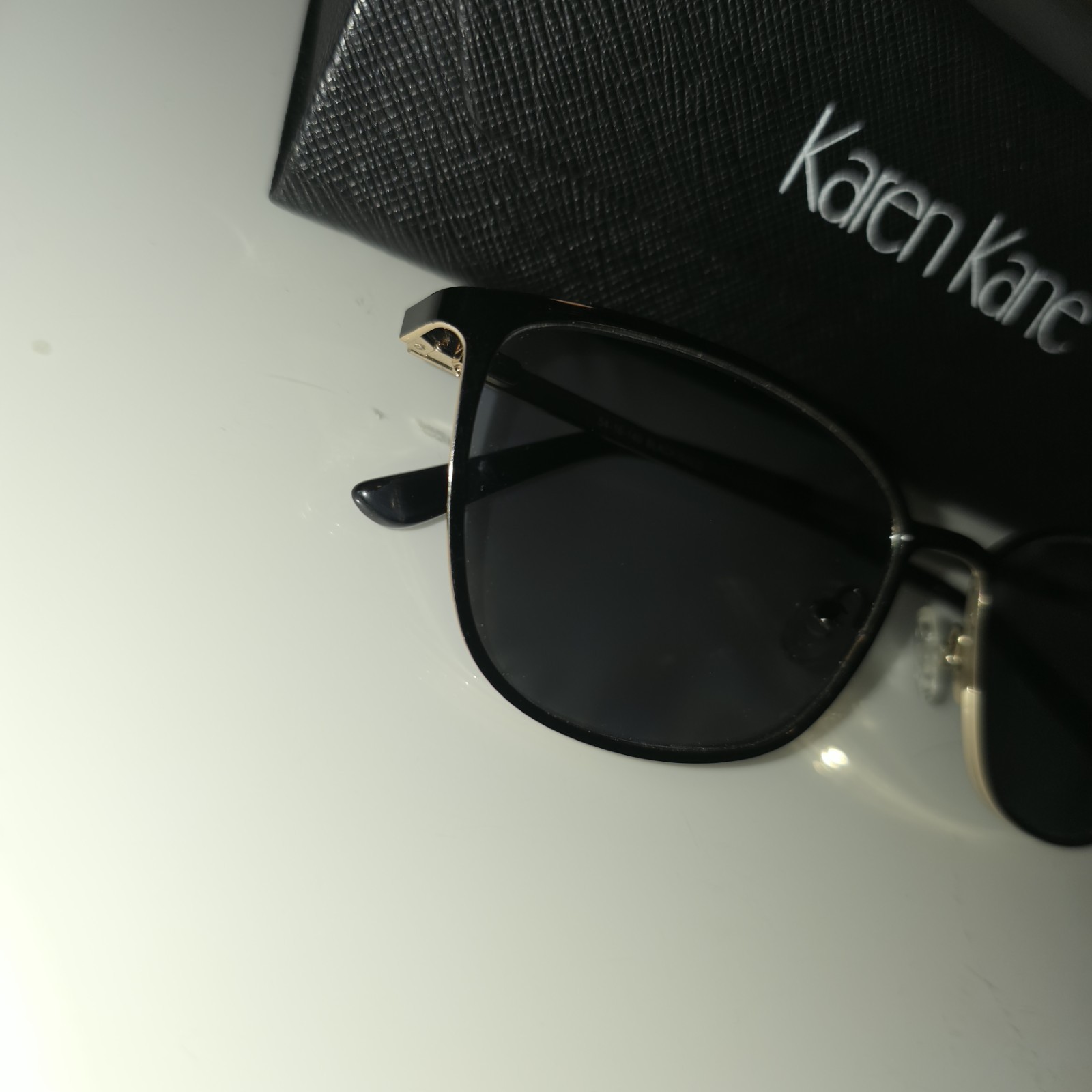 Karen Kane Cloudberry Sunglasses Black Gold Metal Cat Eye 54-16-140