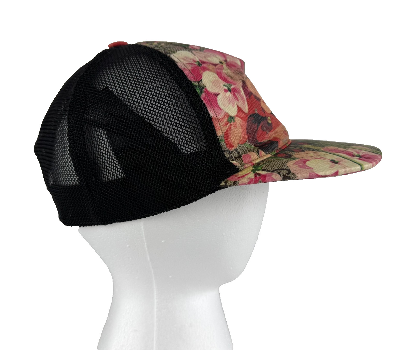 Gucci Auth Pink Blooms Sz 57 S Small GG Supreme Monogram Trucker Hat Cap