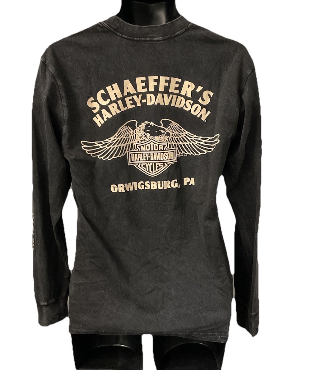 Harley Davidson Men’s Thunder Wolf Long Sleeve T-Shirt Dyed Black 3002882-BLCK
