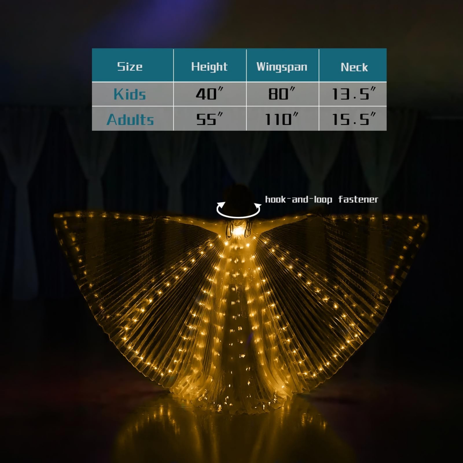 Light Up LED Butterfly Wings – Halloween Angel Moth Cape with Telescopic Sticks
