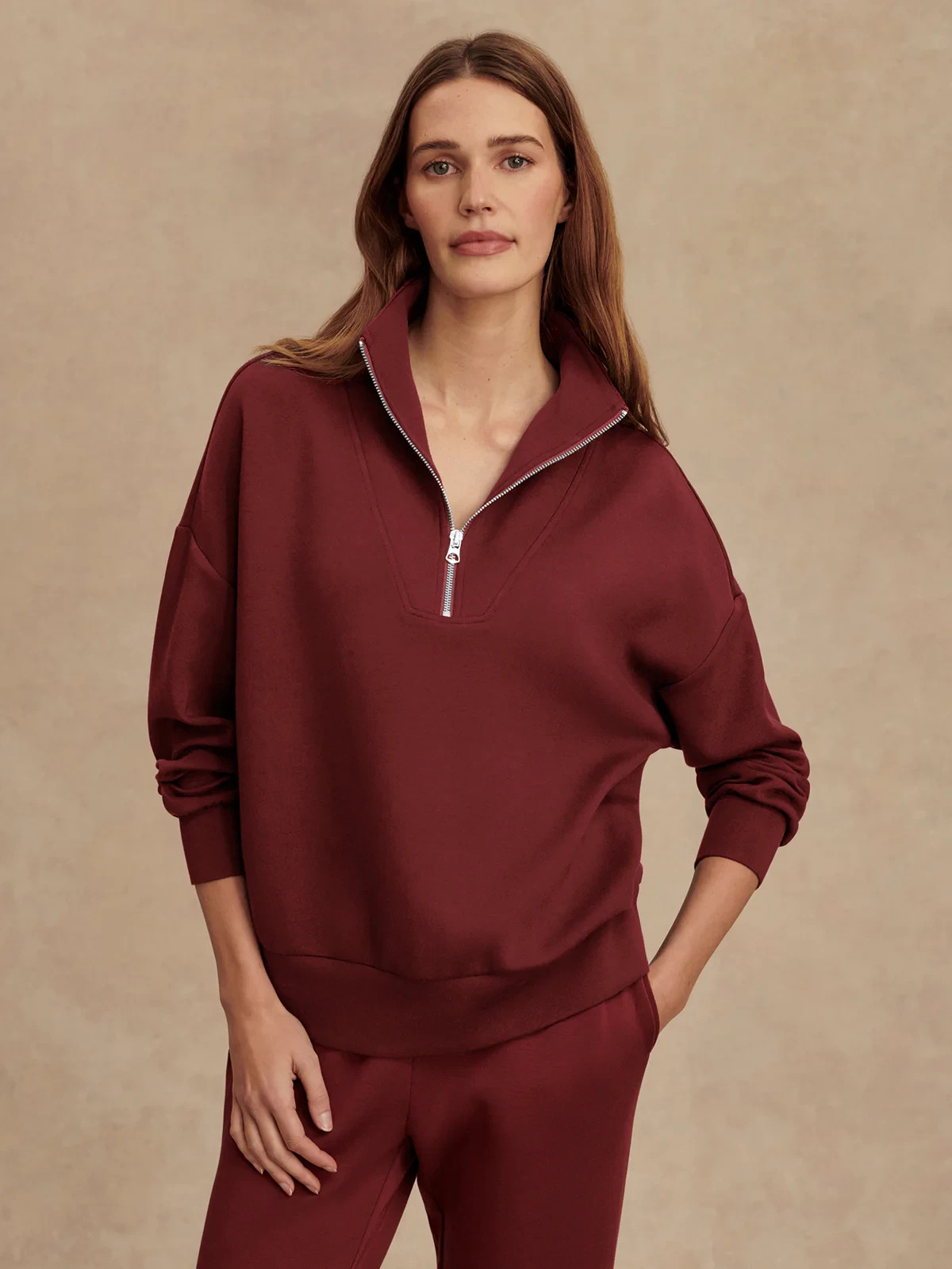 🧡*NWT*Varley Hawley Half-Zip Sweater Pullover Women’s Size S Color – New Maroon