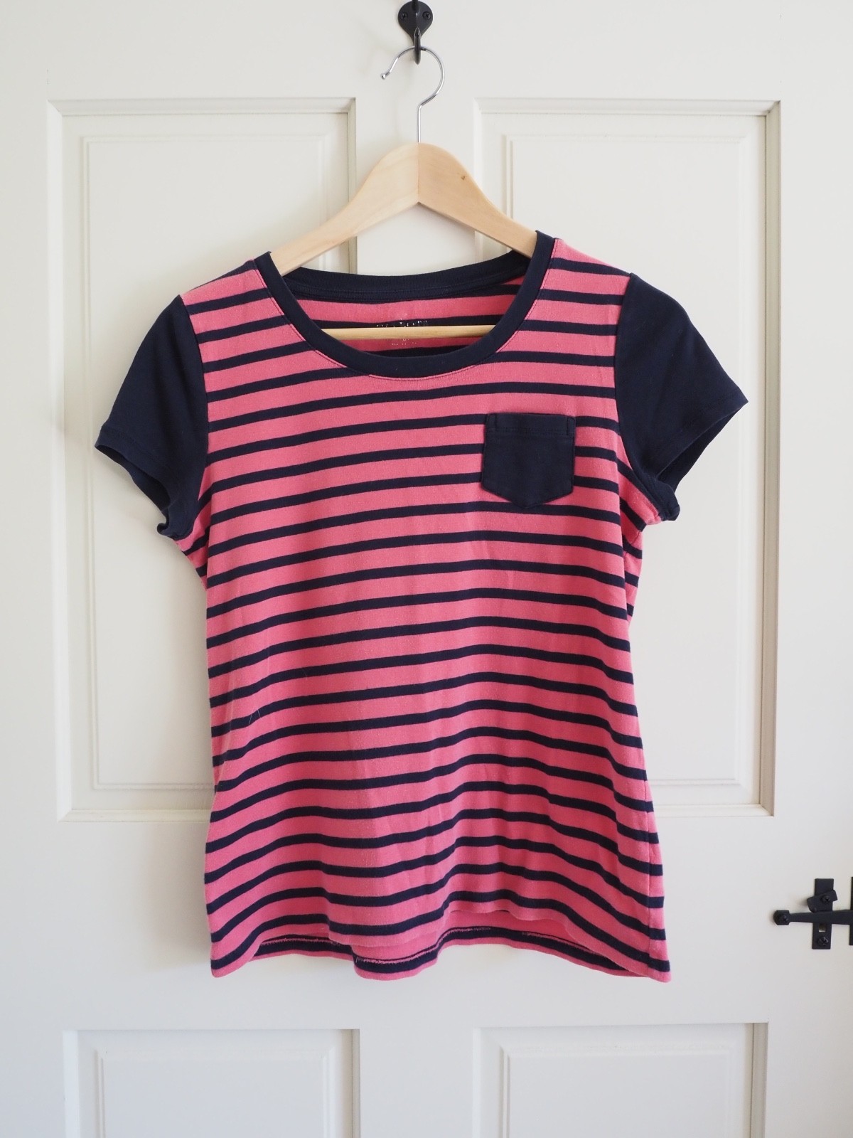 Talbots Navy and Pink Striped Short Sleeve T Shirt Size XS/S