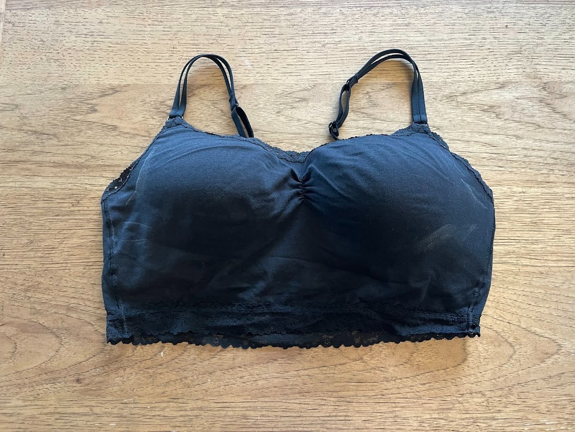 PINK Victoria’s Secret Black LARGE Cotton Lace Trim Lightly Lined Bralette