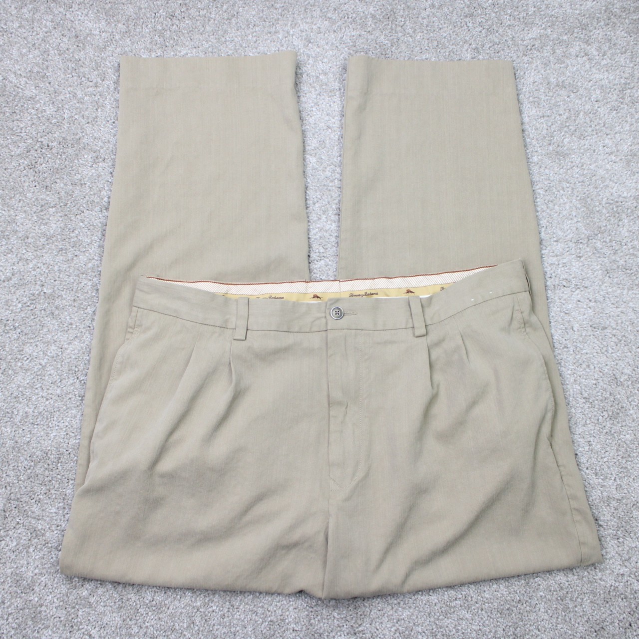Tommy Bahama Pants Mens 36×28 Beige Flat Front Silk/Rayon from Bamboo Straight