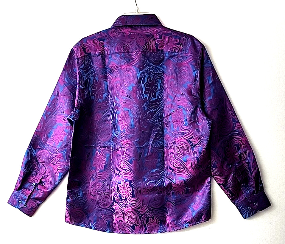 NWT Barry Wang Vibrant Paisley Long Sleeve Brocade Silk Polyester Size Large