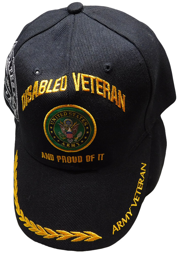 U.S. Army, Disabled Veteran, Emblem on bill, black hat, licensed *