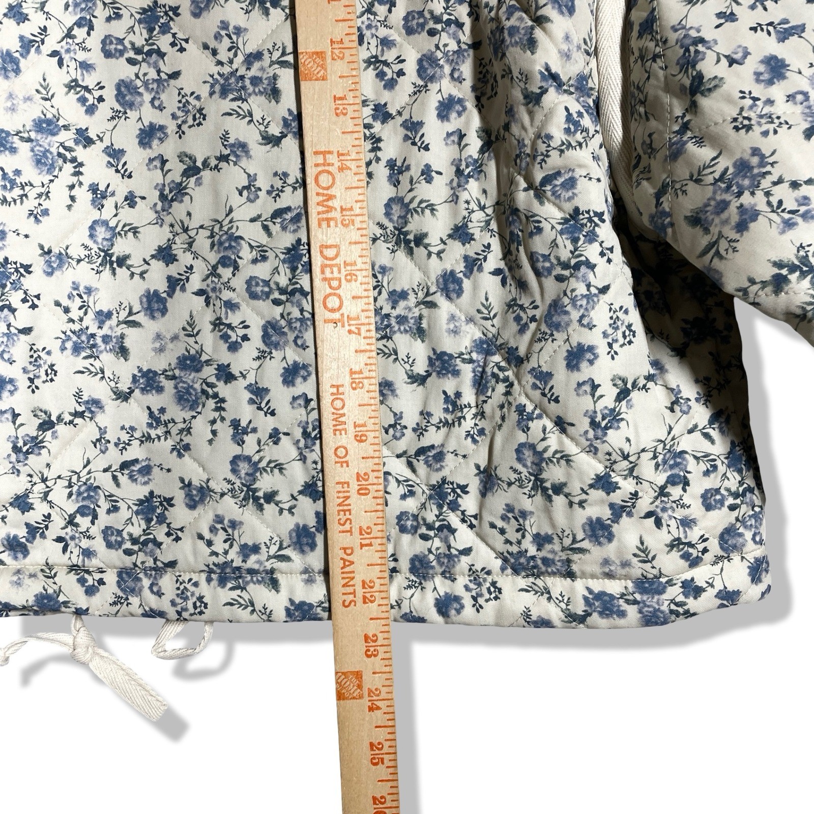 BLANKNYC Quilted Jacket Women Large Cream Blue Floral Cottagecore Boho New