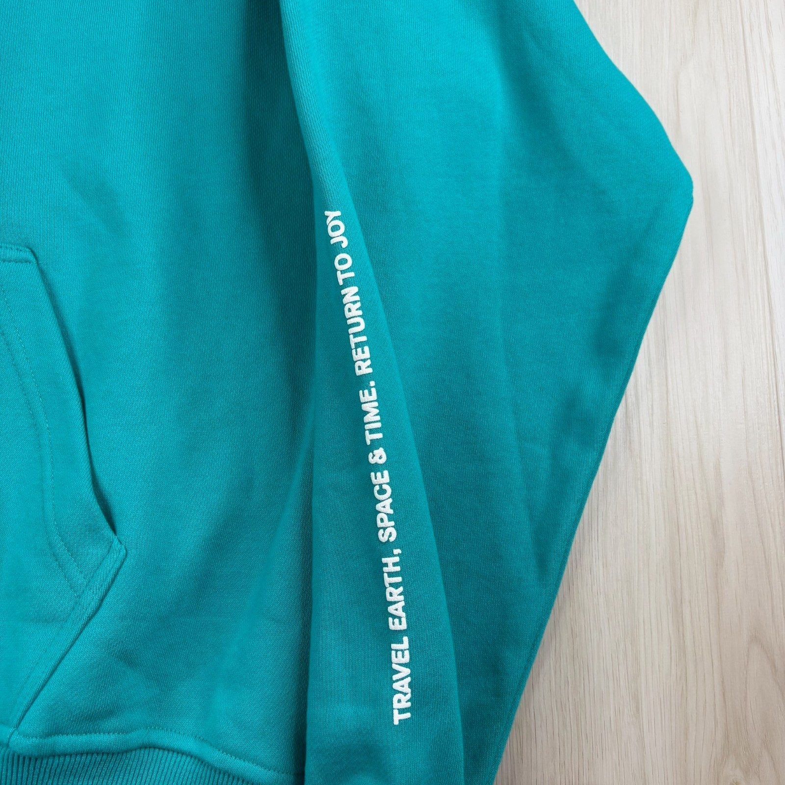 Jeremy Scott Mens Turquoise Blue Spoiled Child The Explorer Pullover Hoodie Sz L