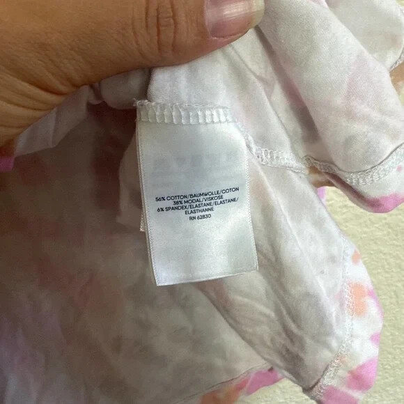 Lands End Comfort Knit Pajama Set Short Sleeve Top Shorts Pocket Pink tie dye 1X
