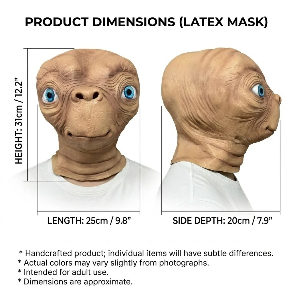 ET Alien Latex Mask Halloween Carnival Party Movie E.T. the Extra-Terrestrial Re