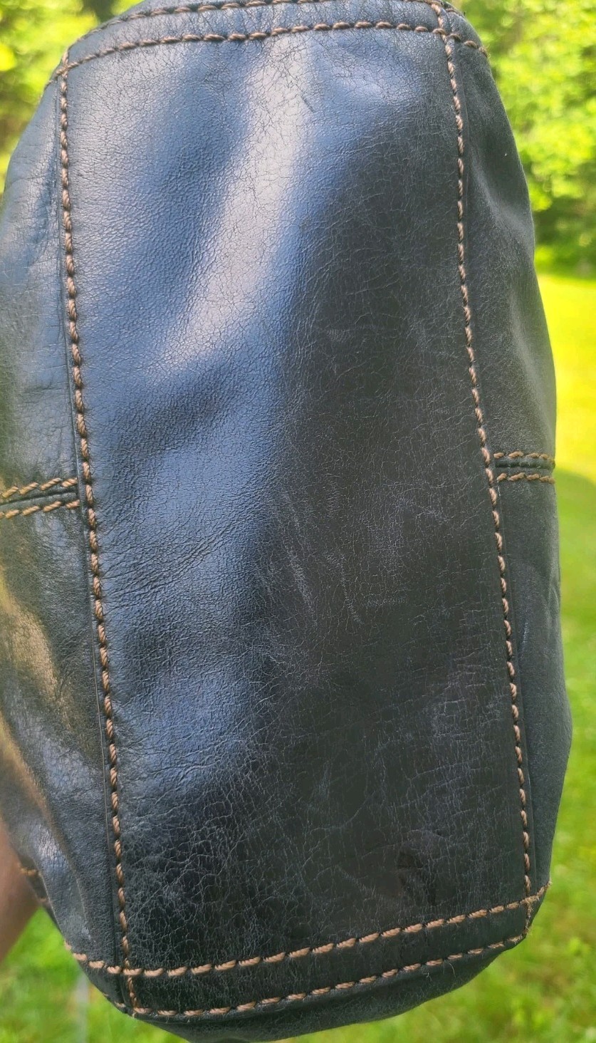 FOSSIL HATHAWAY Shoulder Bag Tote Satchel Purse Black Leather