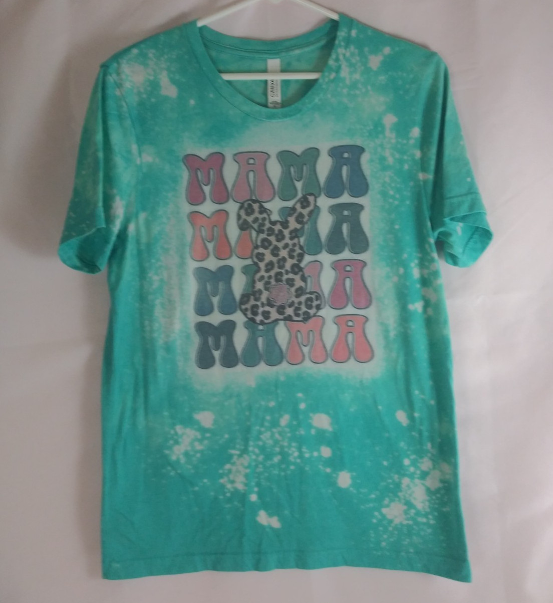 Bella+Canvas Women’s Easter Bunny Mama Bunny Bleached Style T-Shirt Medium