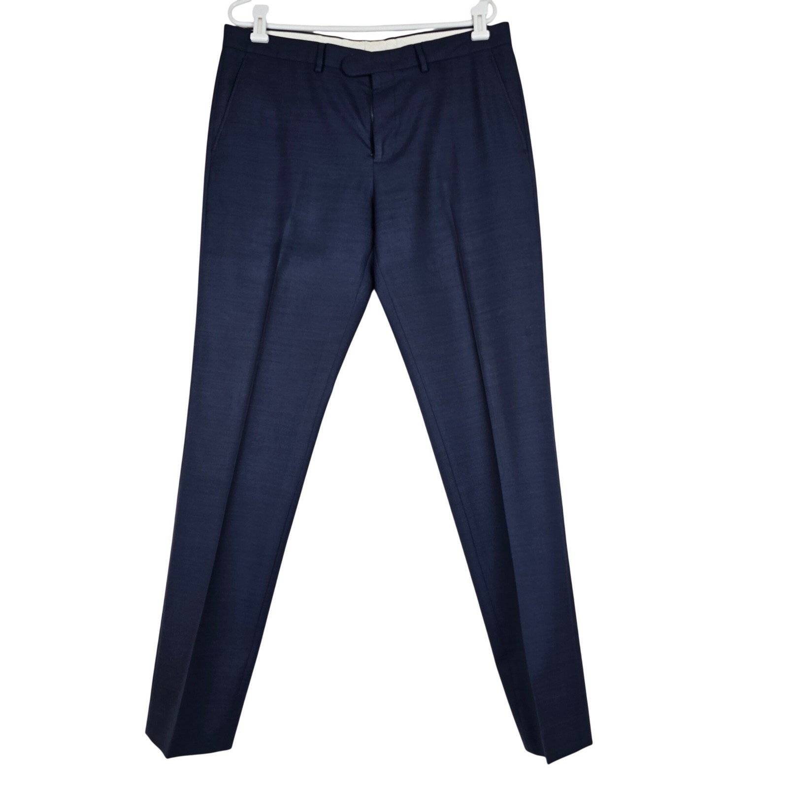J.Crew Bowery Slim Fit Navy Blue 100% Wool Dress Pants Mens 34×34
