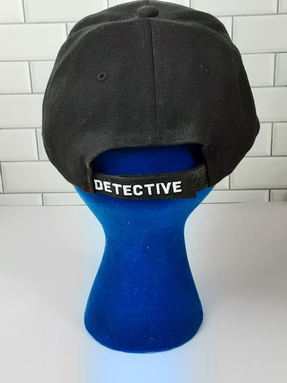 No Brand Baseball Cap Black Detective In White Embroidery Hook And Loop