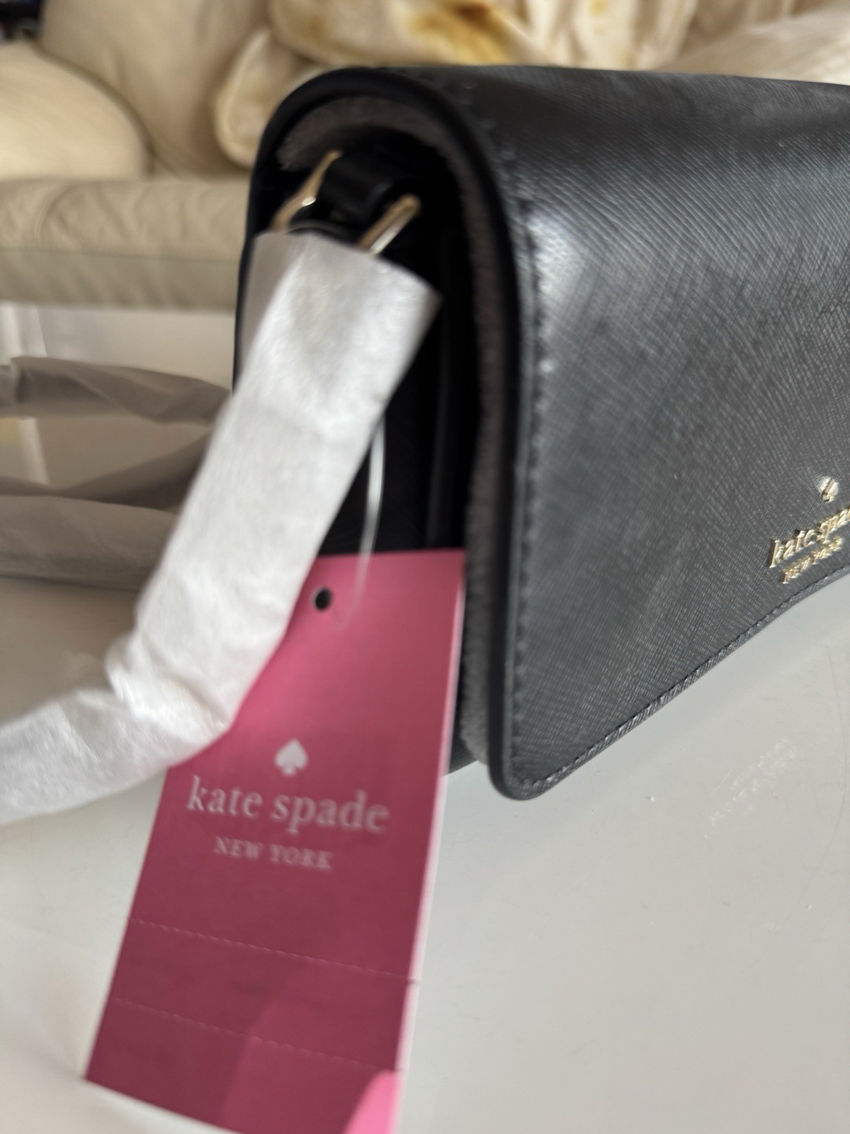 NWT BLACK KATE SPADE SMALL FLAP STACI CROSSBODY MSRP $239 SILVER HARDWARE