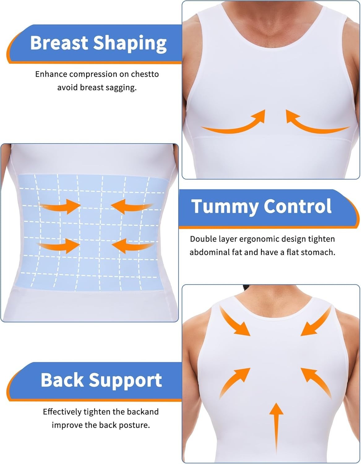 2 Pack Men Compression Slim Tummy Control Body Shaper Vest Tank Top Shapewear