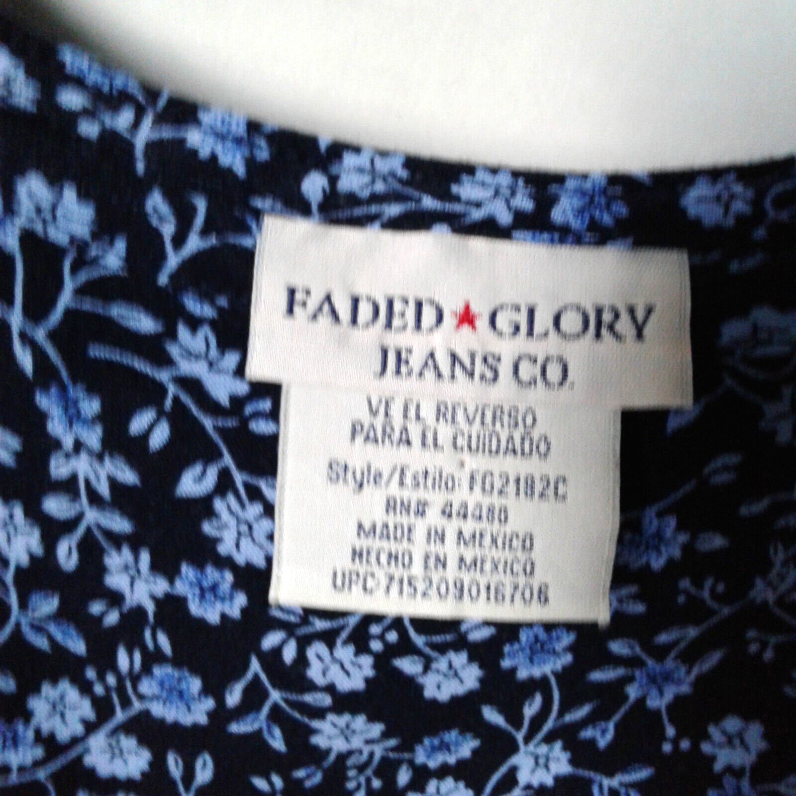 VTG Faded Glory~Tank Style Dress~Pullover~Blue Floral Print~Full Length~Small