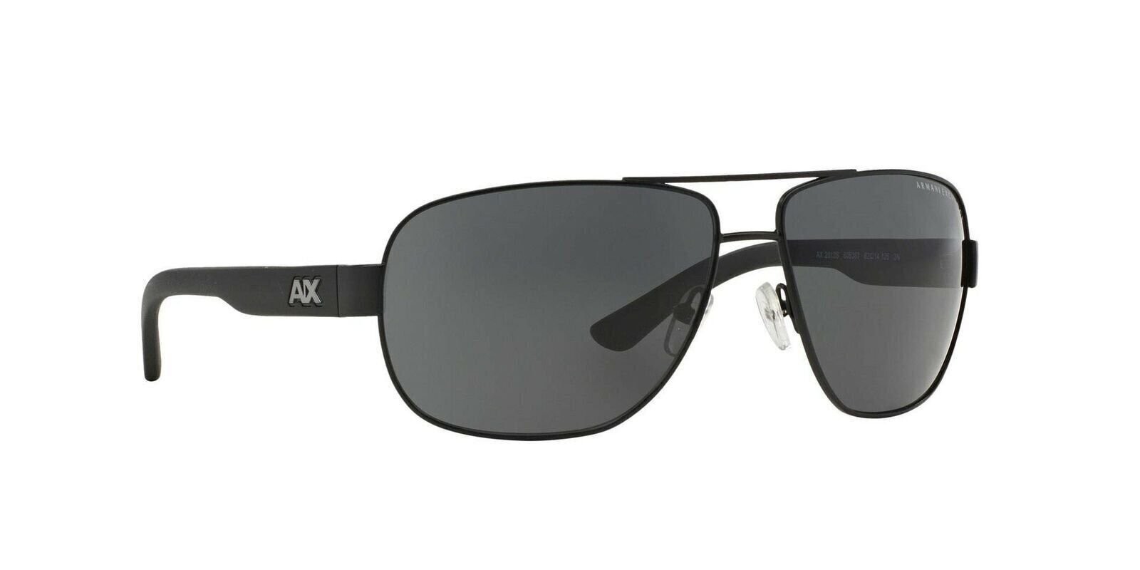 A|X Armani Exchange Men’s AX2012S Rectangular Metal Sunglasses, Satin Black