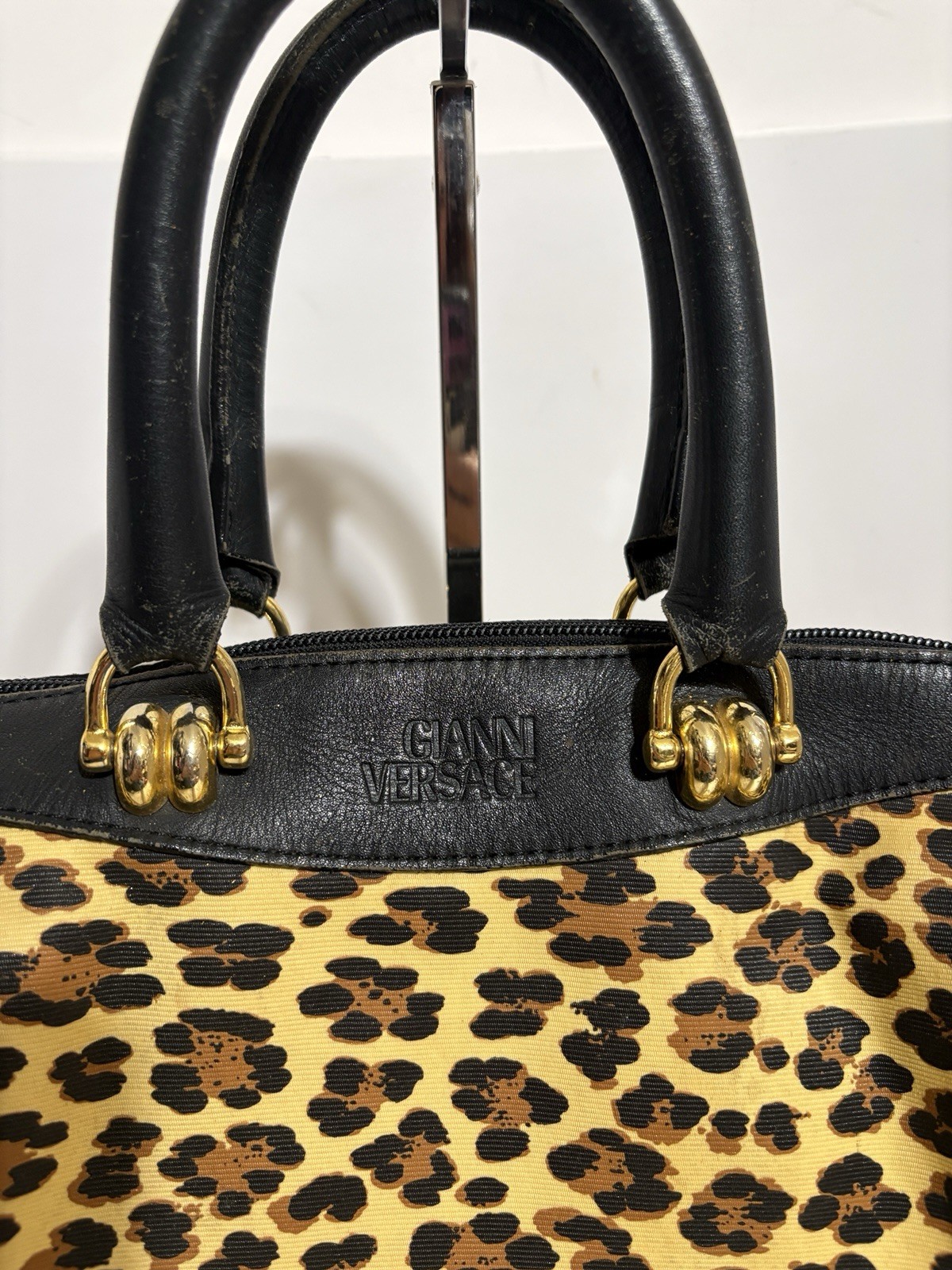 Vtg Gianni Versace Yellow Baroque Print PVC Bag