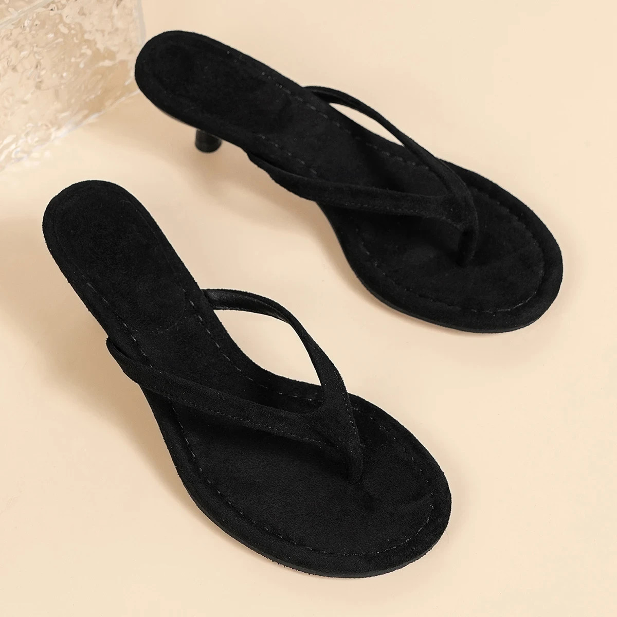 Women’s Heeled Flip Flop Sandals Thong Mule Slides Summer Kitten Heel Shoes