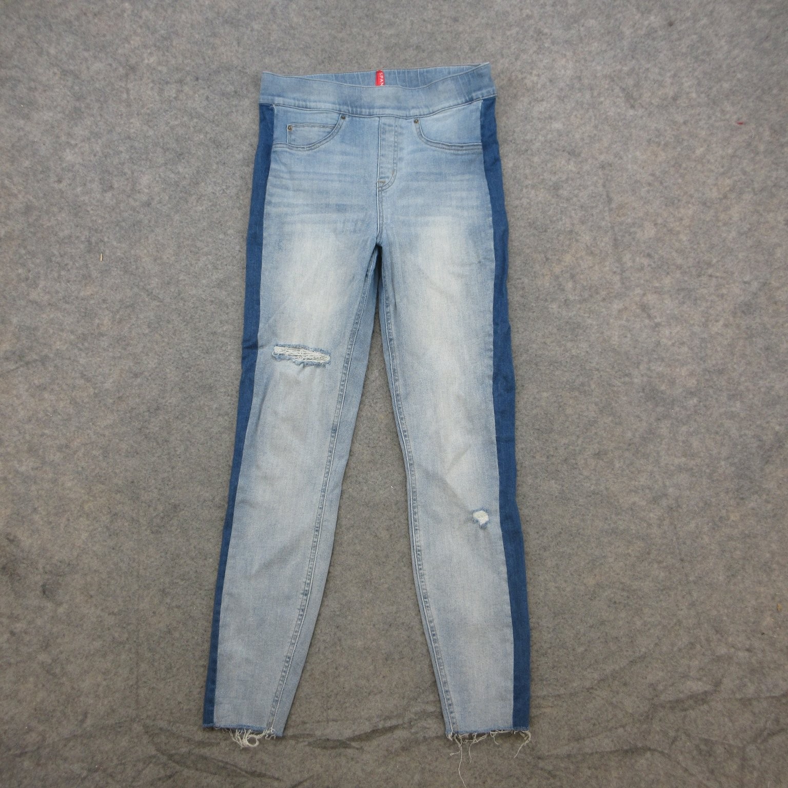 SPANX Women’s Medium Wash Jeans M Distressed High Rise Stretch Jeggings