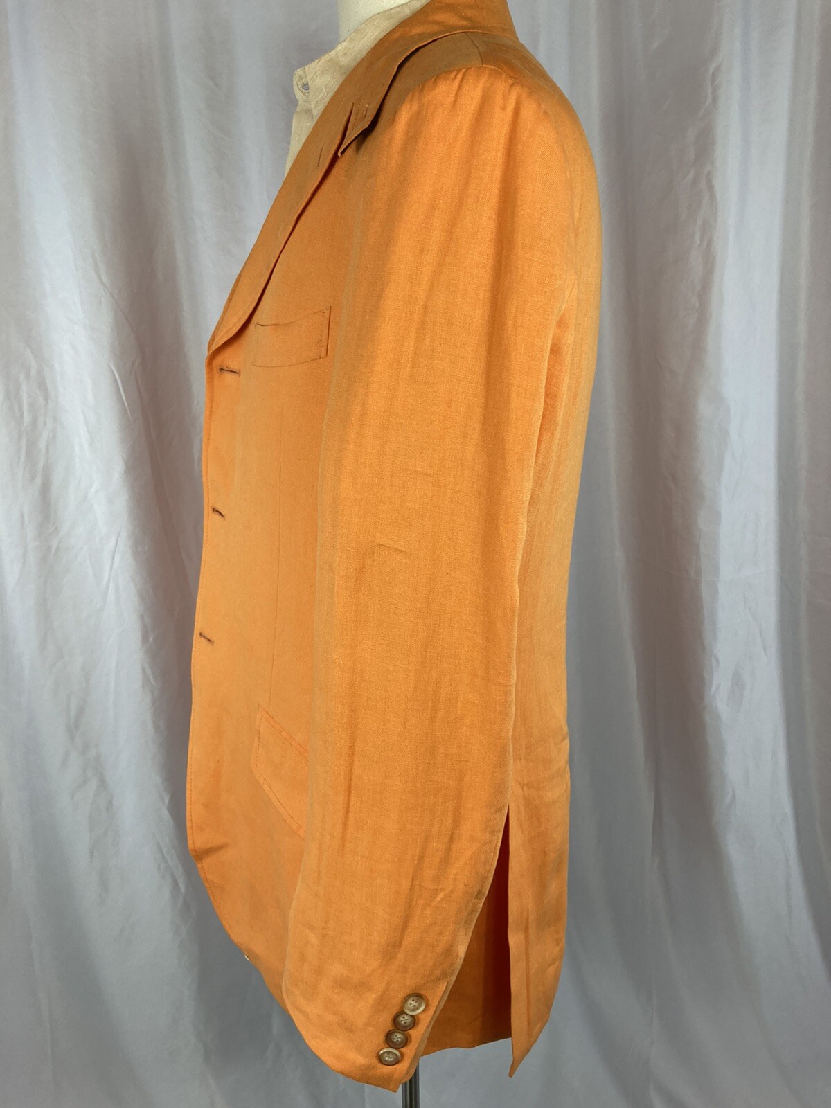 Etro Blazer Orange 50 3 button D Vent 100% Lino Italy