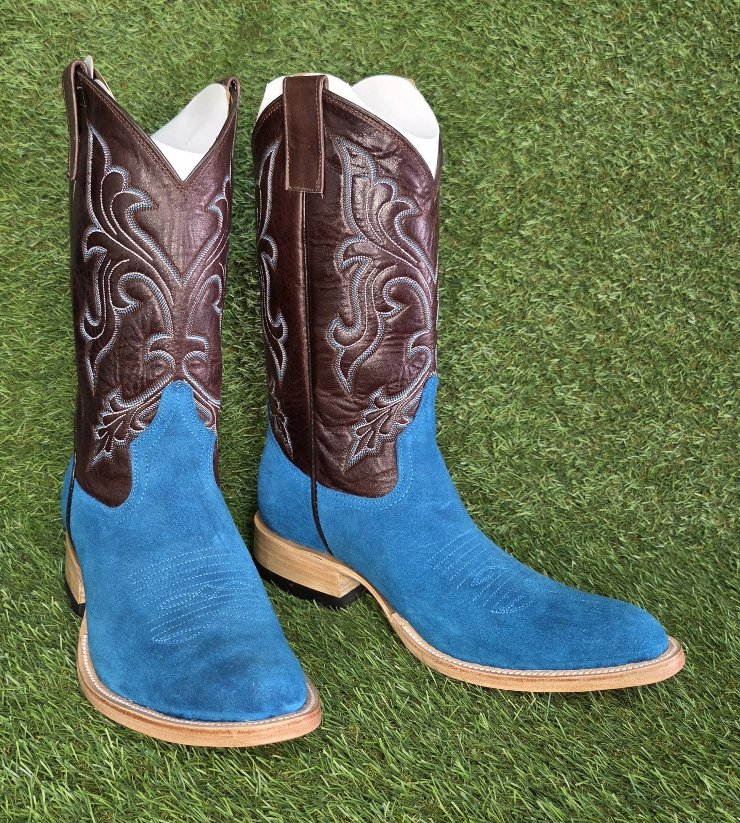Men’s New Turquoise Suede Cowboy Boots All Sizes And Toe Styles Available 🔥🔥🔥