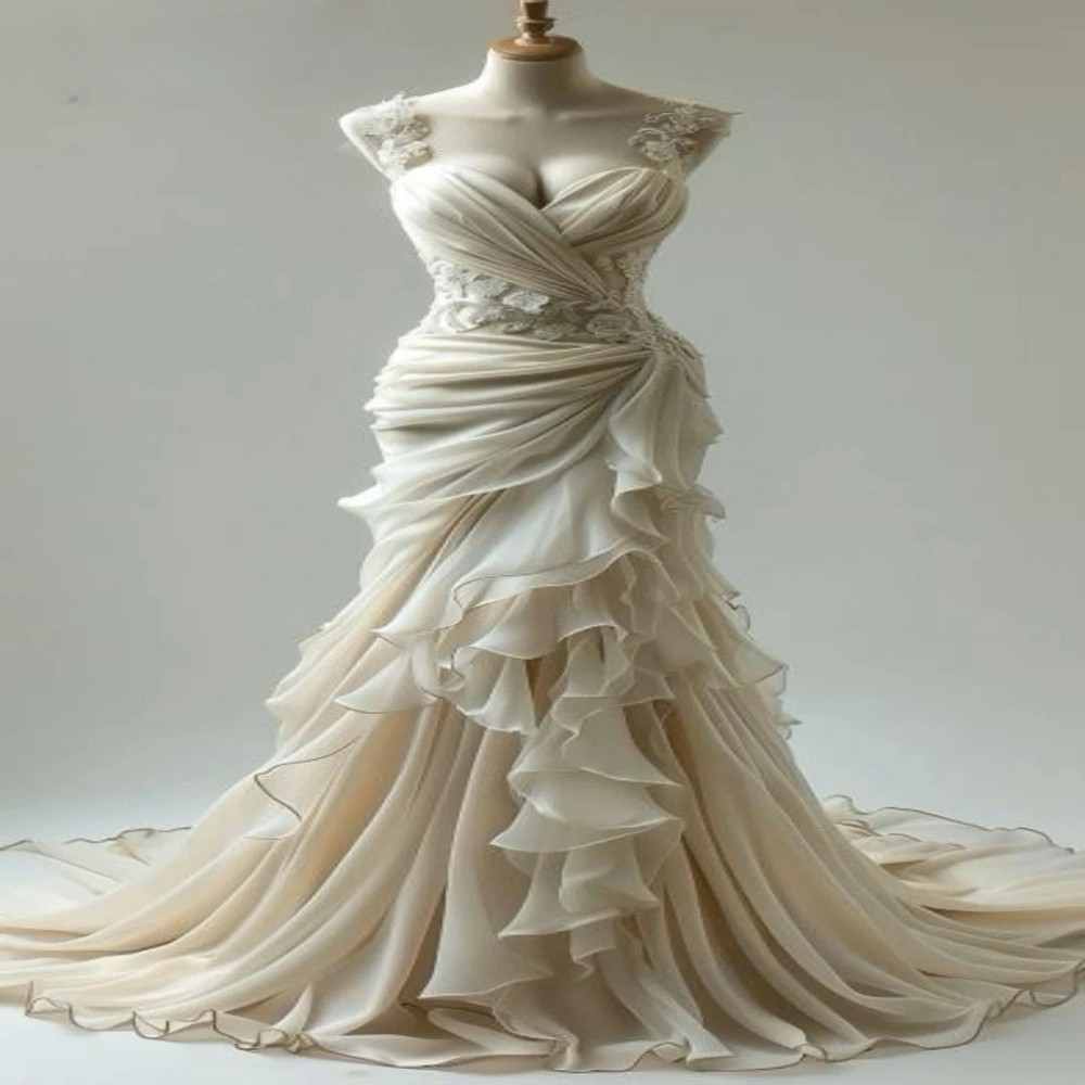 Mermaid wedding dress fancy appliqué sweetheart dress elegant bride