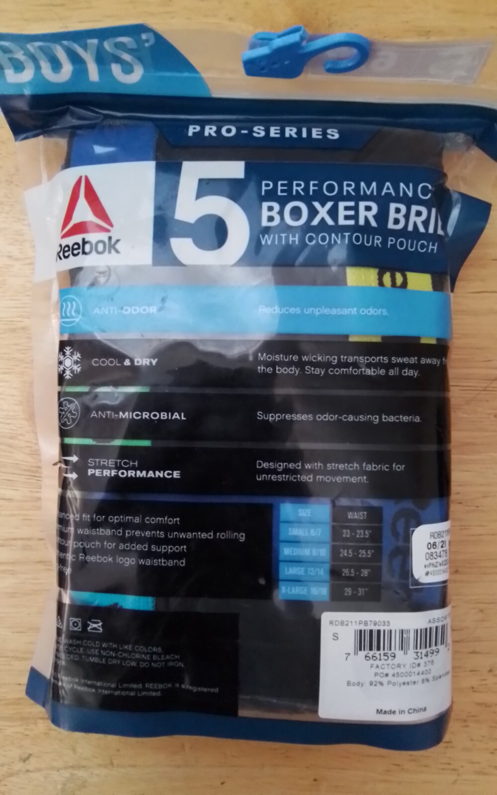 Reebok Boys Pro-Series 5 Performance Boxer Briefs Underwear Small 6/7, 5 Count