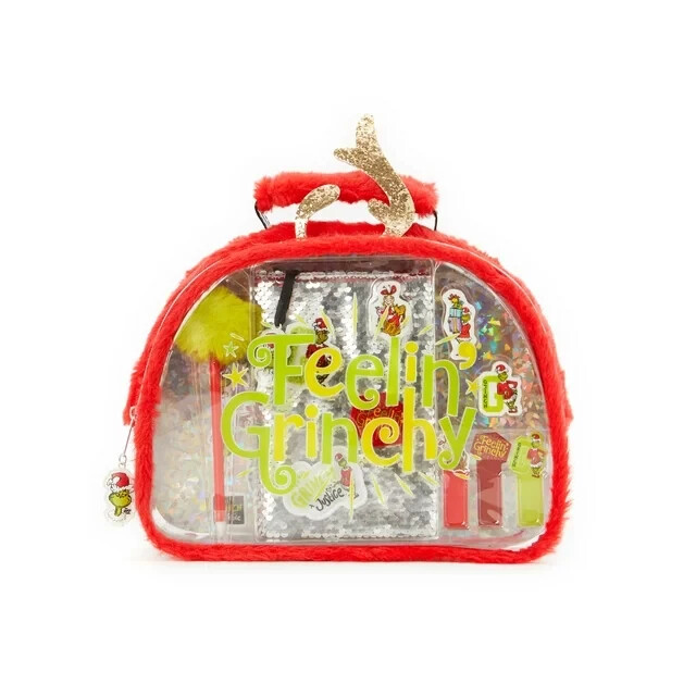 Justice Girls Grinch 10.25″ Stationary Set Handbag Red Feelin Grinchy