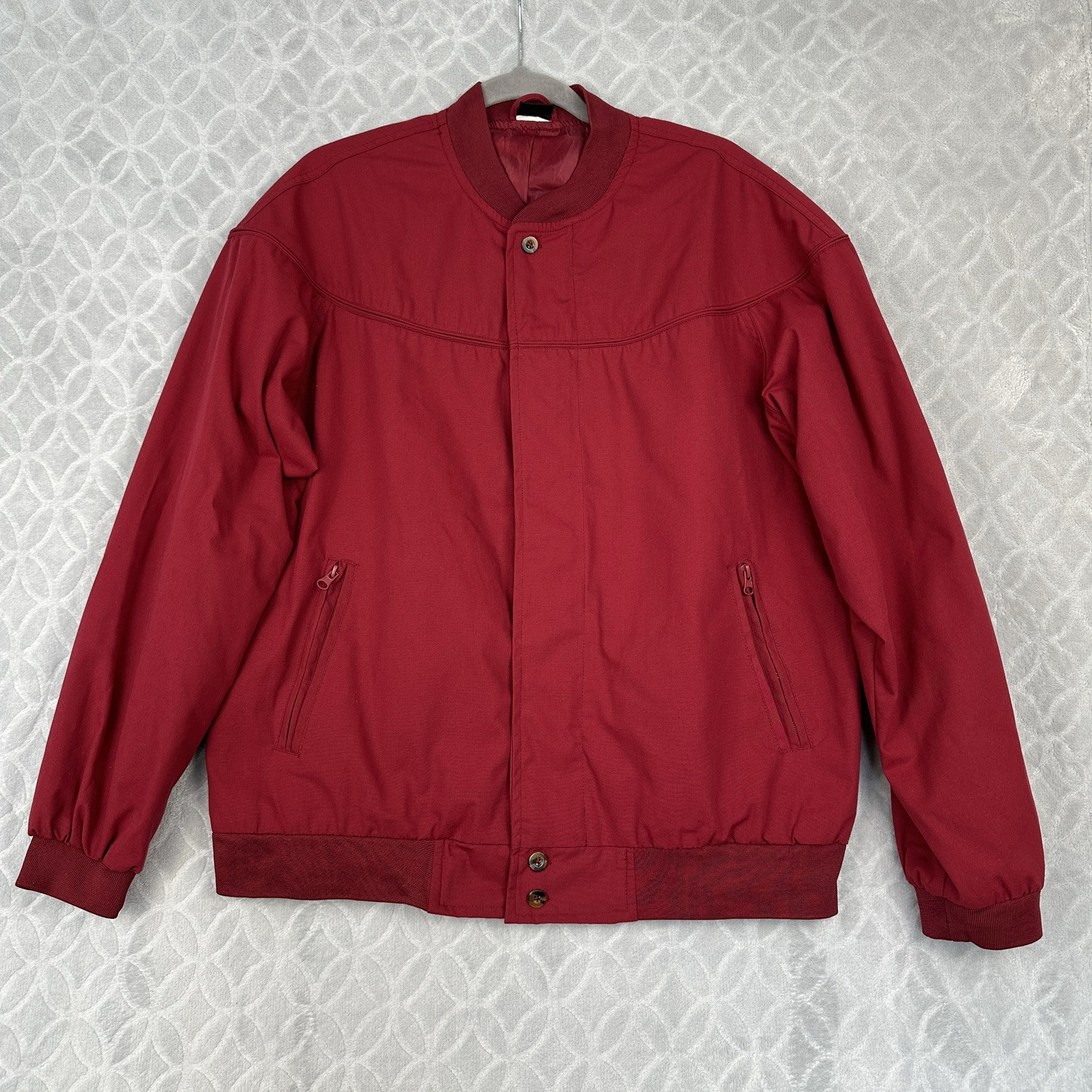 Vtg Haband Bomber Jacket Mens L/XL Red Full Zip Streetwear Grandpa Retro 90s 80s