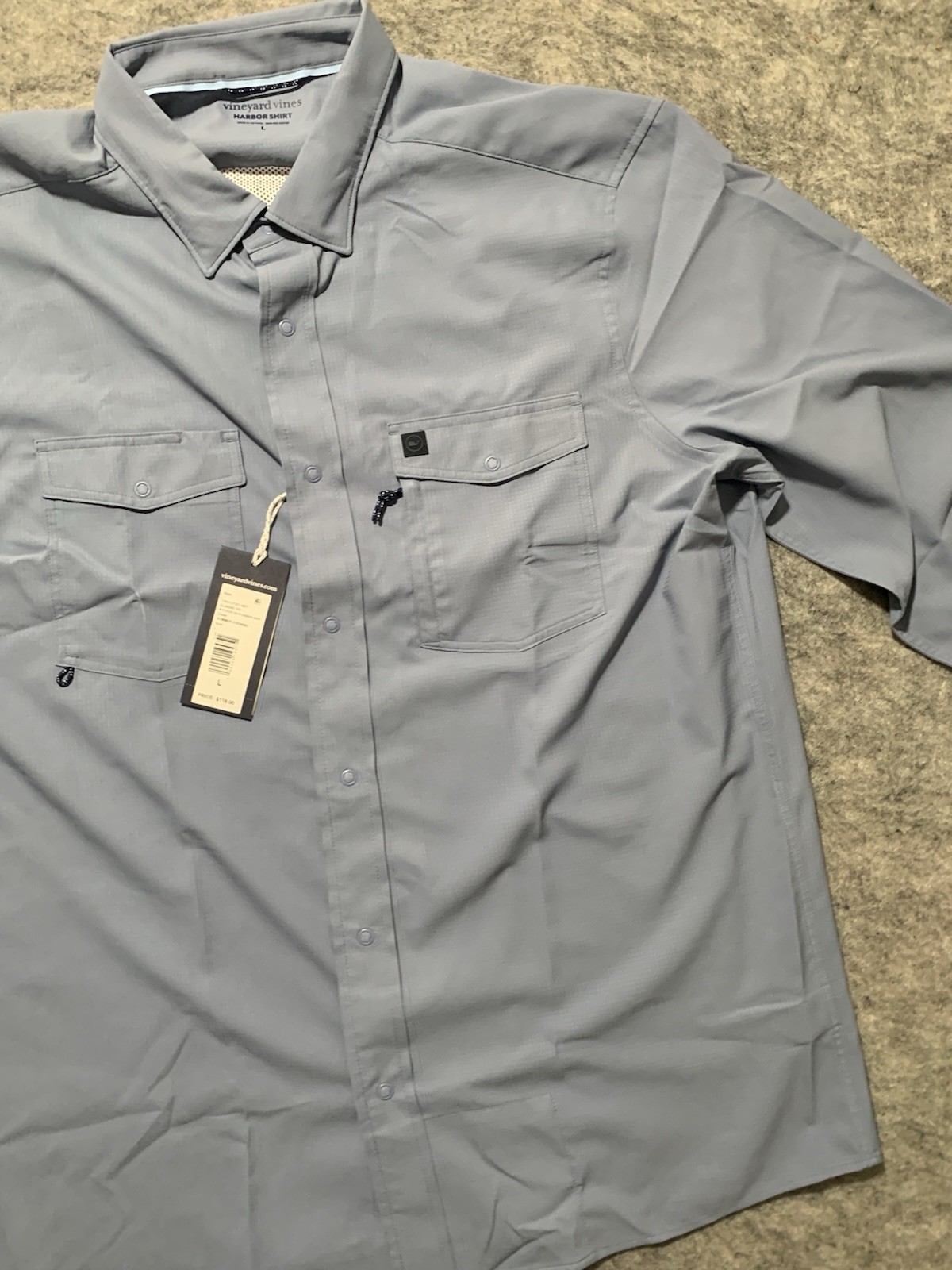 NWT Vineyard Vines Harbor Mens Long Sleeve Light Blue Fishing Shirt Choose Size