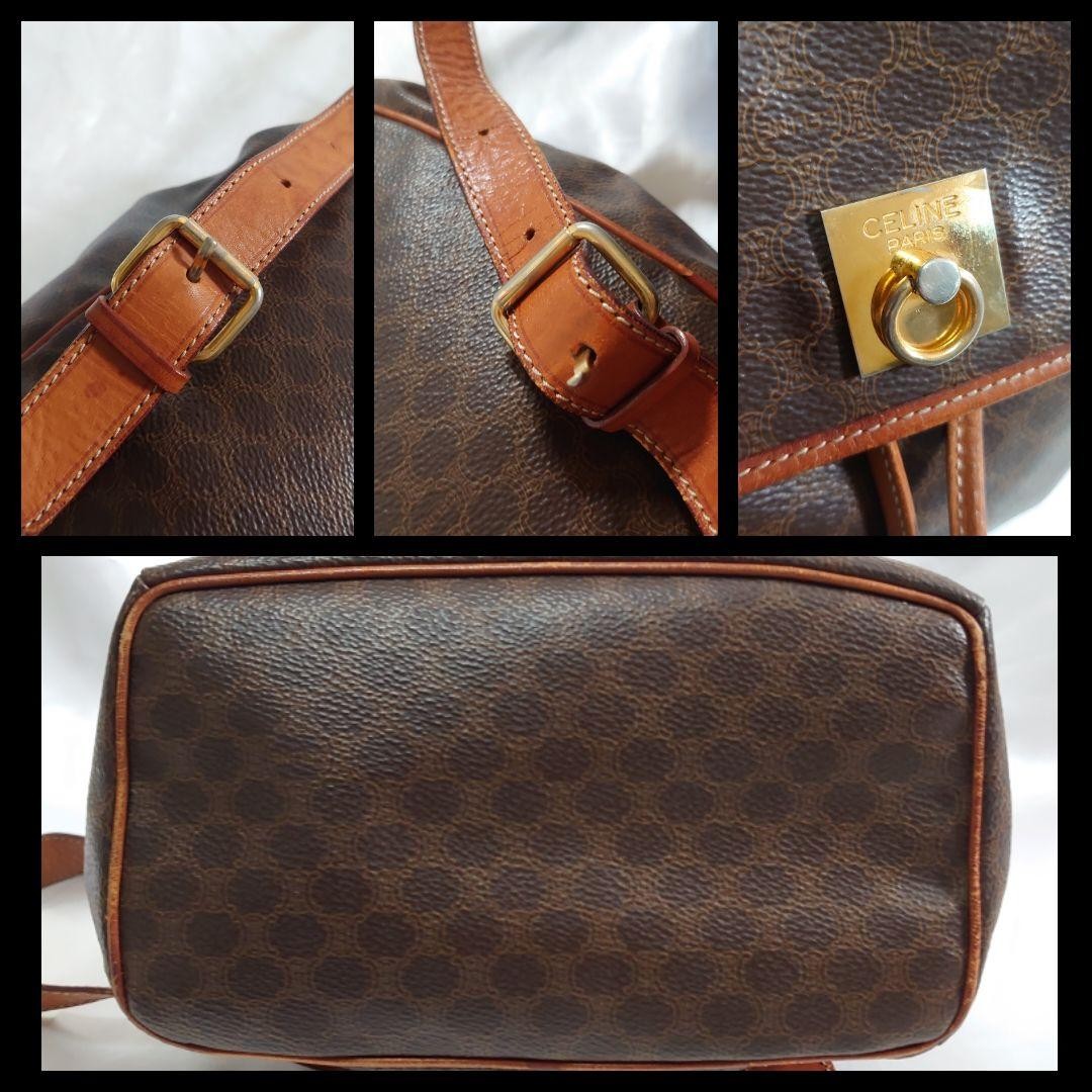 CELINE Macadam Pattern Mini Backpack Vintage Authentic Leather Rucksack
