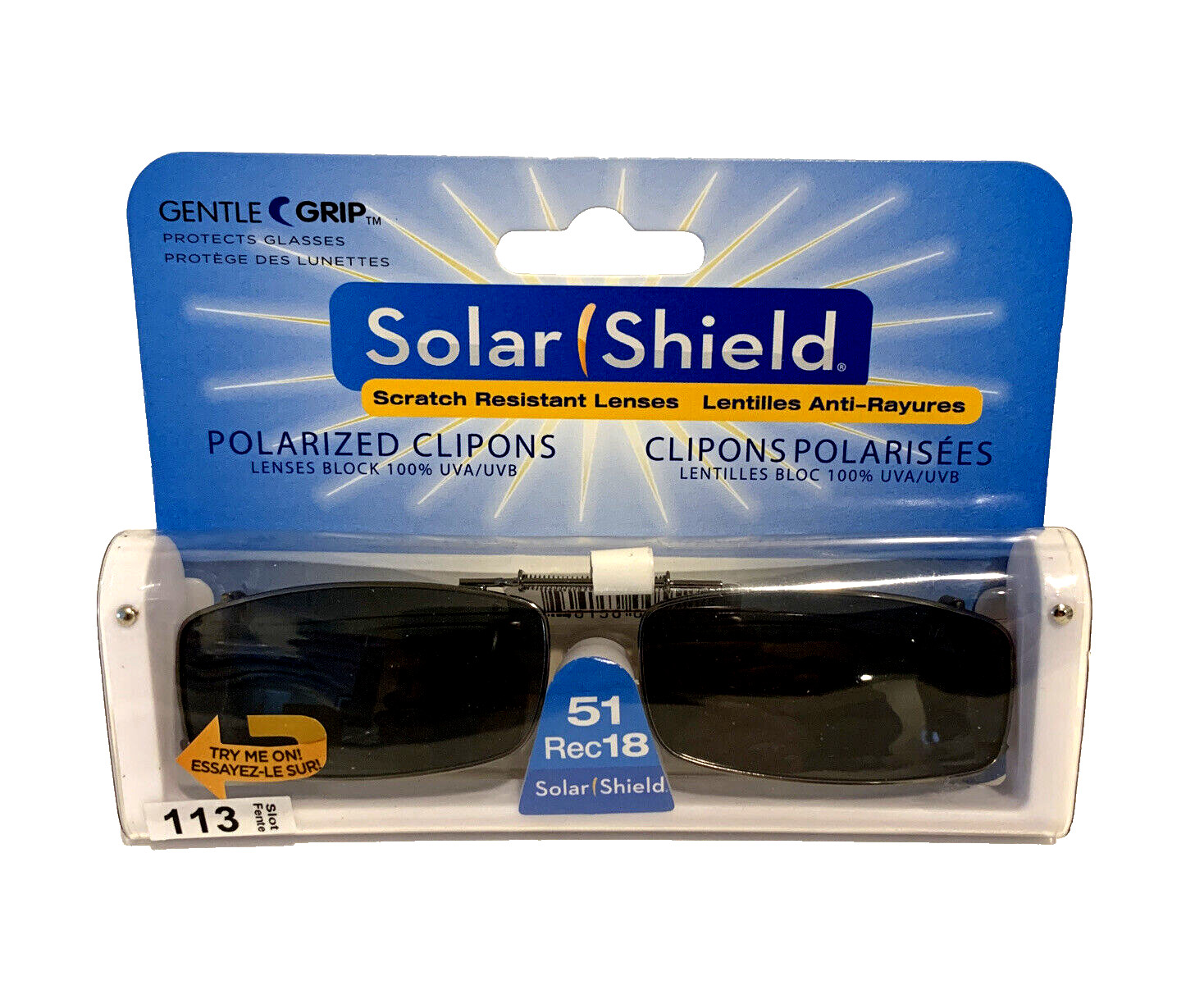 2 Solar Shield Polarized Clip On 51 rec 18 Black Full Frame Sunglasses NEW!!