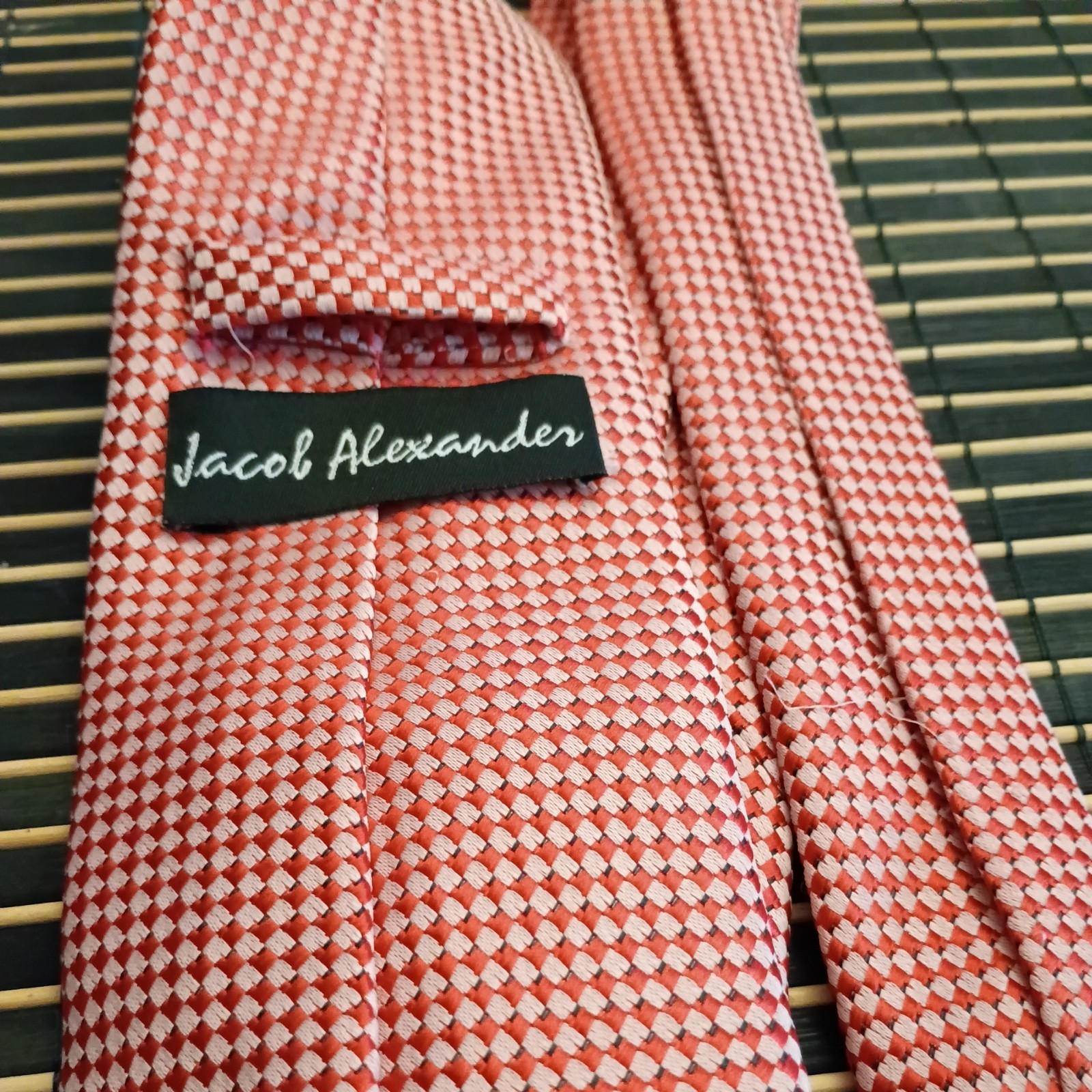 HAND MADE JACOB ALEXANDER RED CHECKED TIE