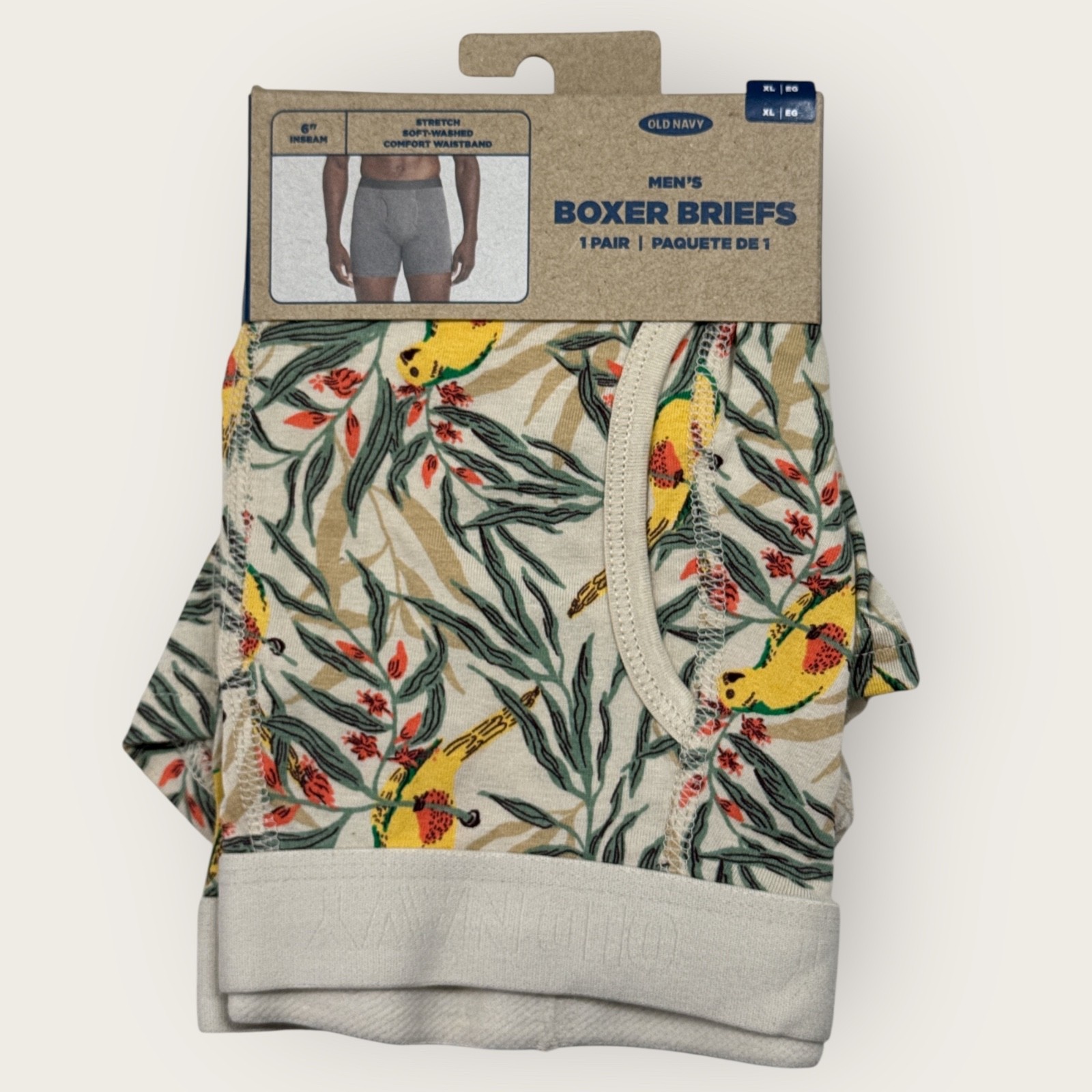 Old Navy Men’s Boxer-Briefs 6” Inseam Birds of Paradise Floral Size S M L XL XXL