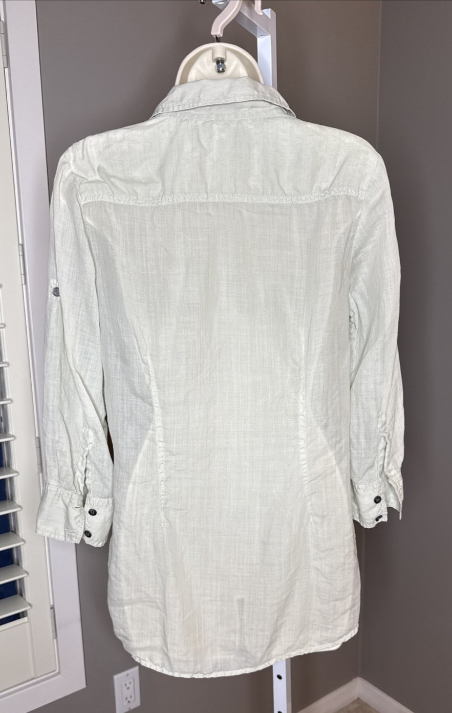 Theory Womens 100% Ramie Marandel Common Pocketed Button Down Blouse Size Medium