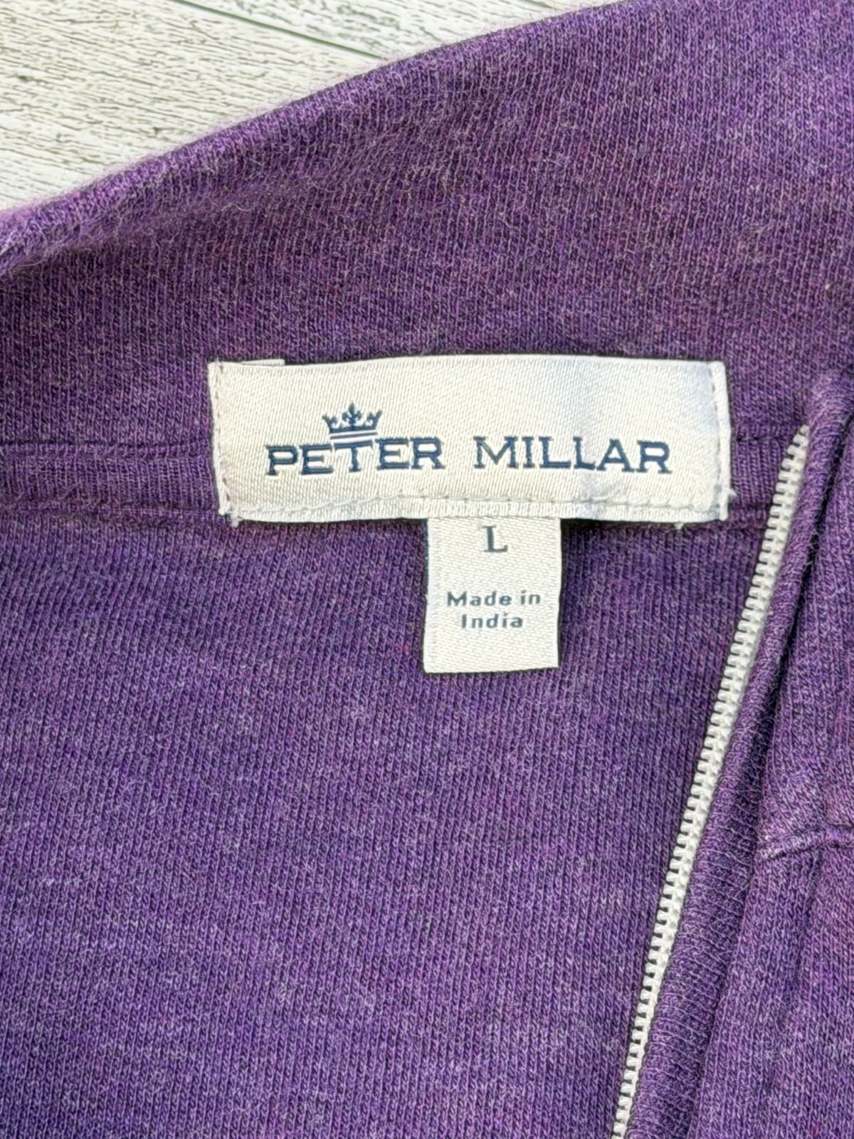 Peter Millar Pullover Mens LARGE Solid Purple Quarter Zip Golf Ivision Logo