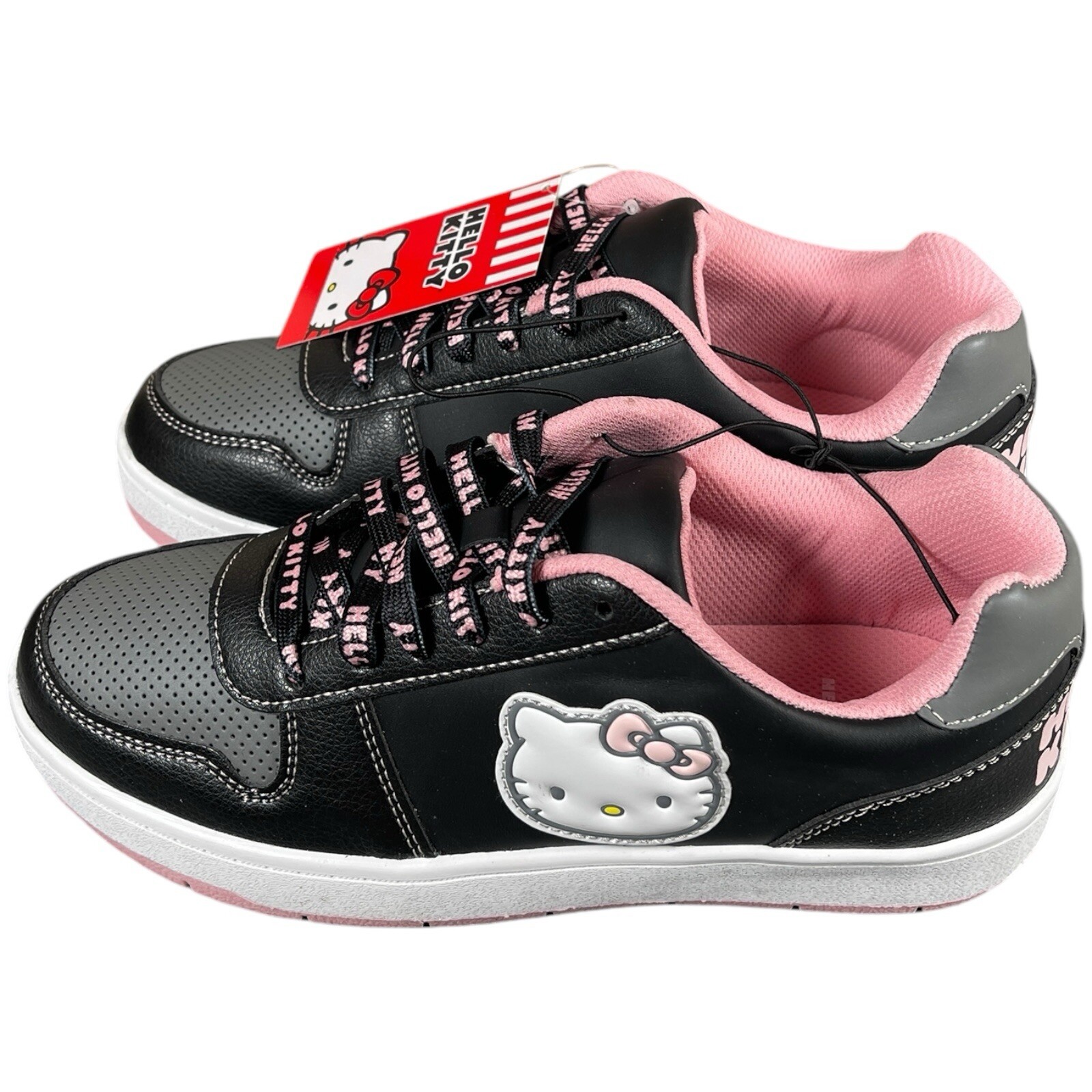 Hello Kitty by Sanrio Women’s Fashion Sneakers Size 8 Black/Light Pink Shoes NEW