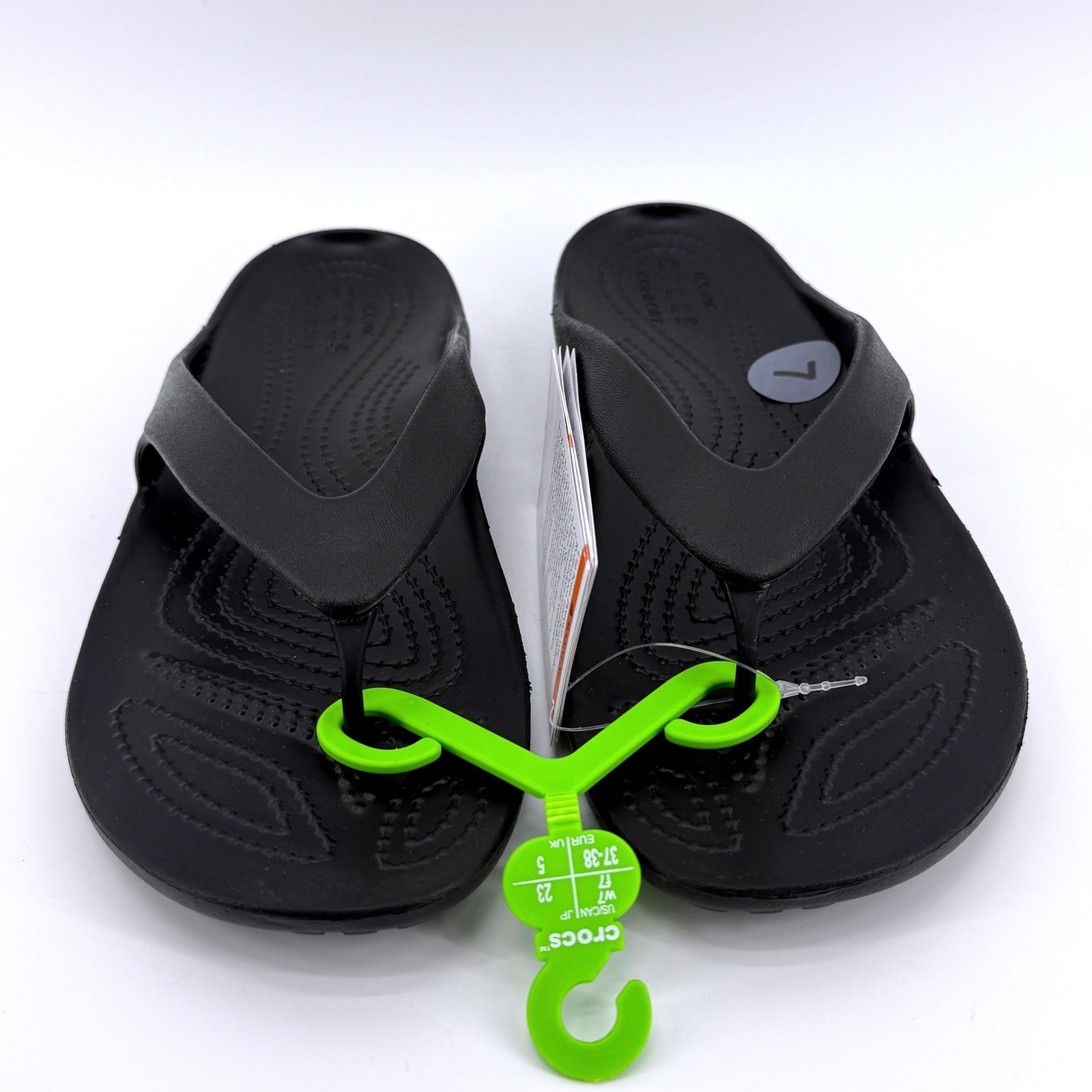 Crocs Kadee II Flip W Black Womens Size 7 Sandals Beach Vaca Pool 202492-001 NEW