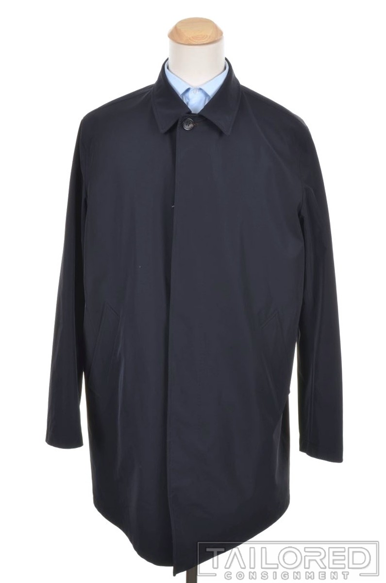 NWT – ERMENEGILDO ZEGNA Solid Blue Polyester Mens Jacket Coat – EU 58 R