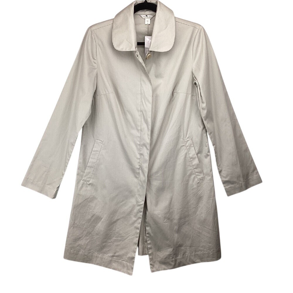 Garnet Hill Cotton Trench Coat Size XS NWOT Beige Khaki Collared Jacket Light