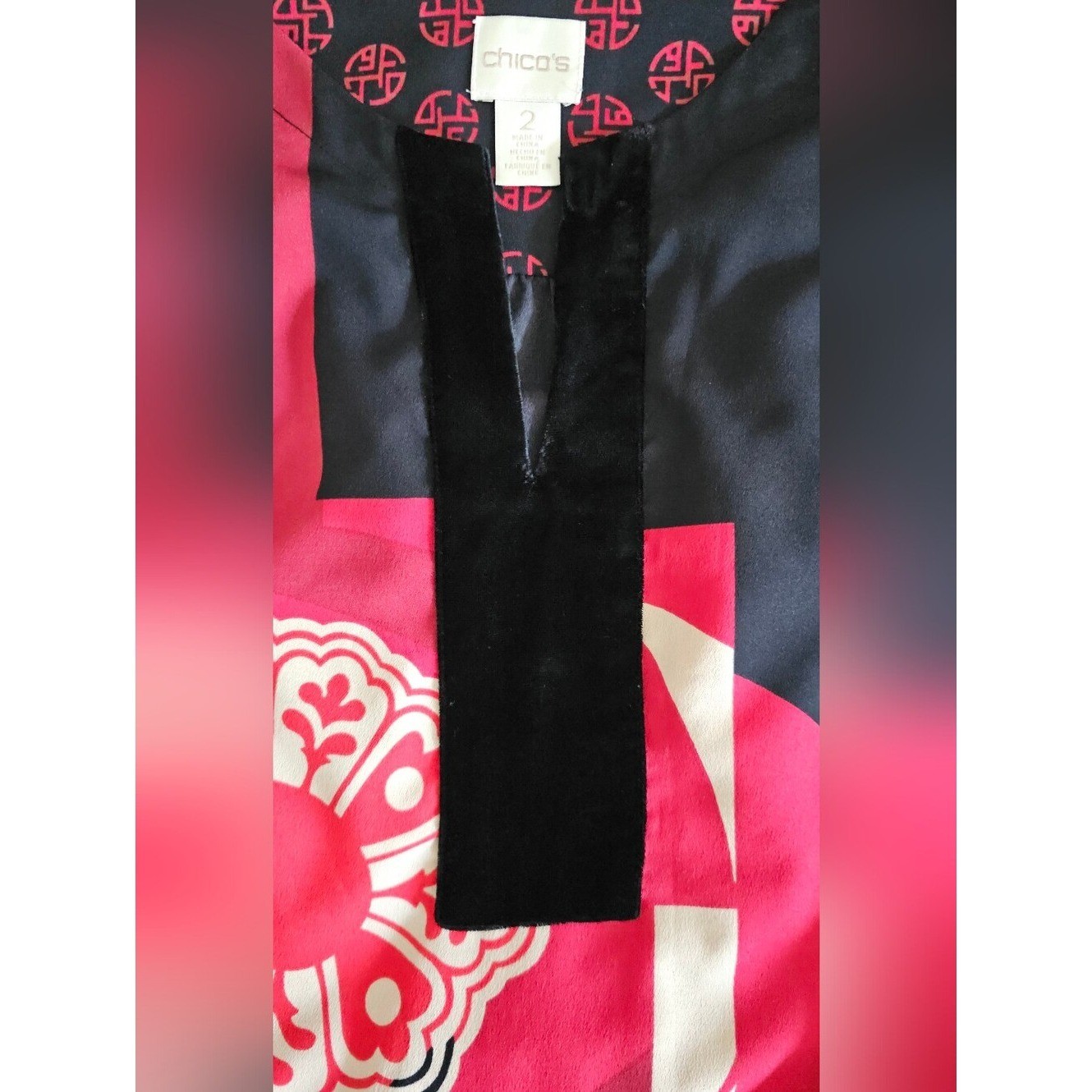 CHICO’S Women’s Multicolor Printed Long-Sleeve Tunic. Size 2 Or US 12