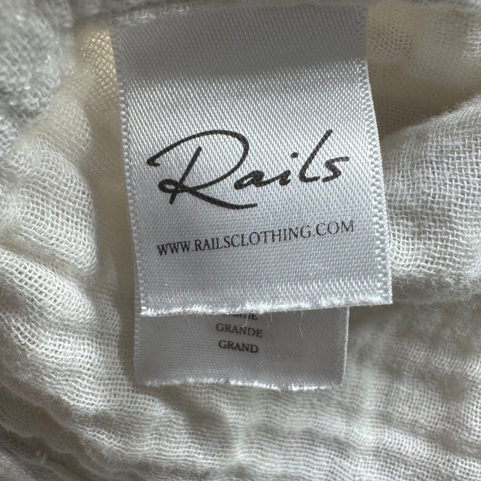 Rails Womens Shirt Large White Grey Cheetah Print Button Down Long Sleeve Gauzy