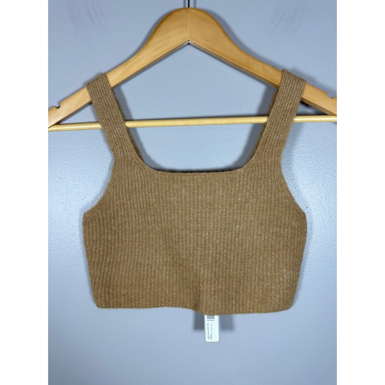 Everlane The Cozy Stretch Cropped Tank Wool Blend Camel Small NWT