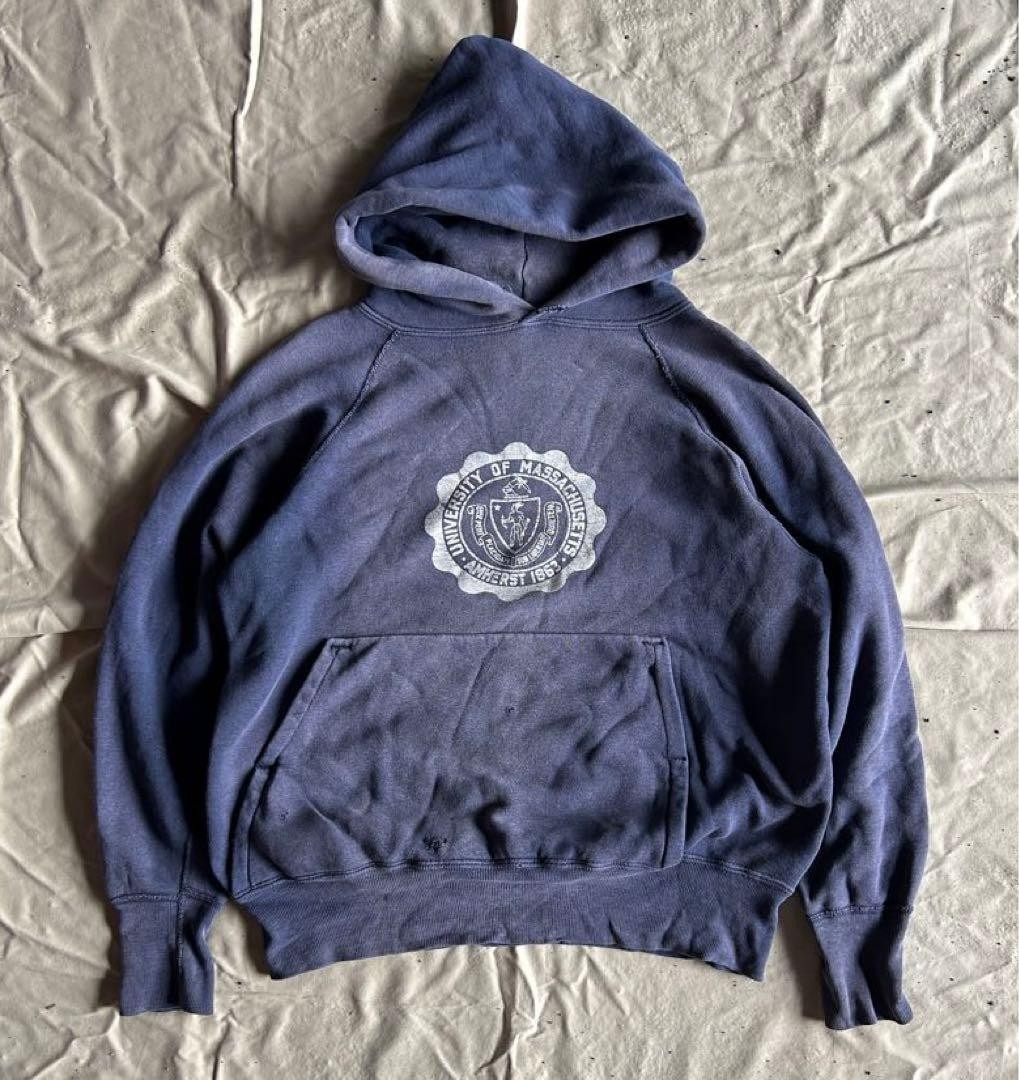 Hoodie 50s 60s Vintage Navy Body Kangaroo Pocket University Print Men’s Tops