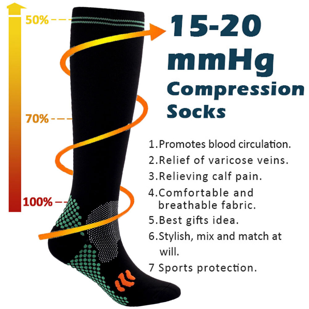 3 Pairs Compression Socks Pain Relief Calf Leg Foot Support Stocking Men Women