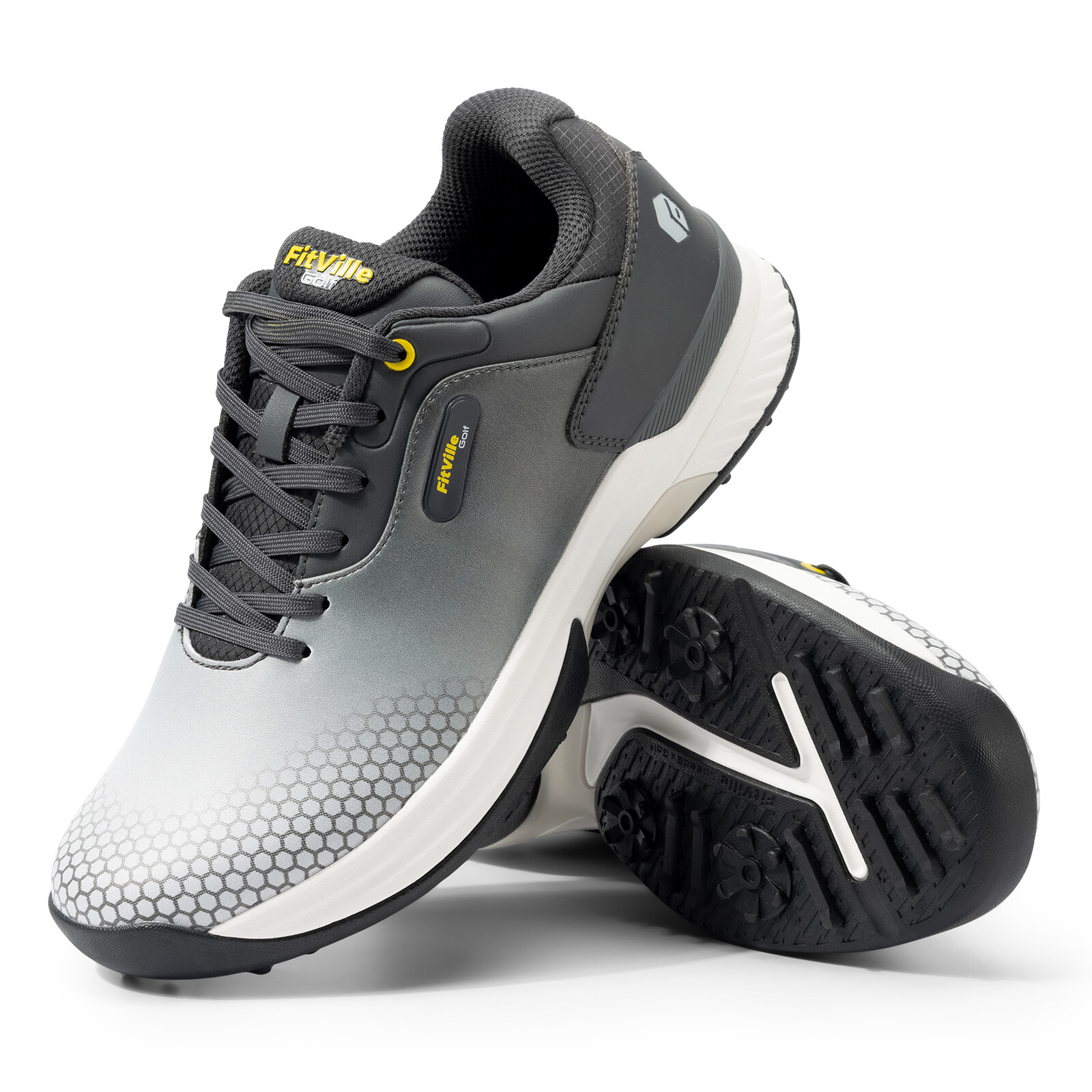 FitVille Men Extra Wide Golf Shoes Outdoor Waterproof Spiked Professional 7-14