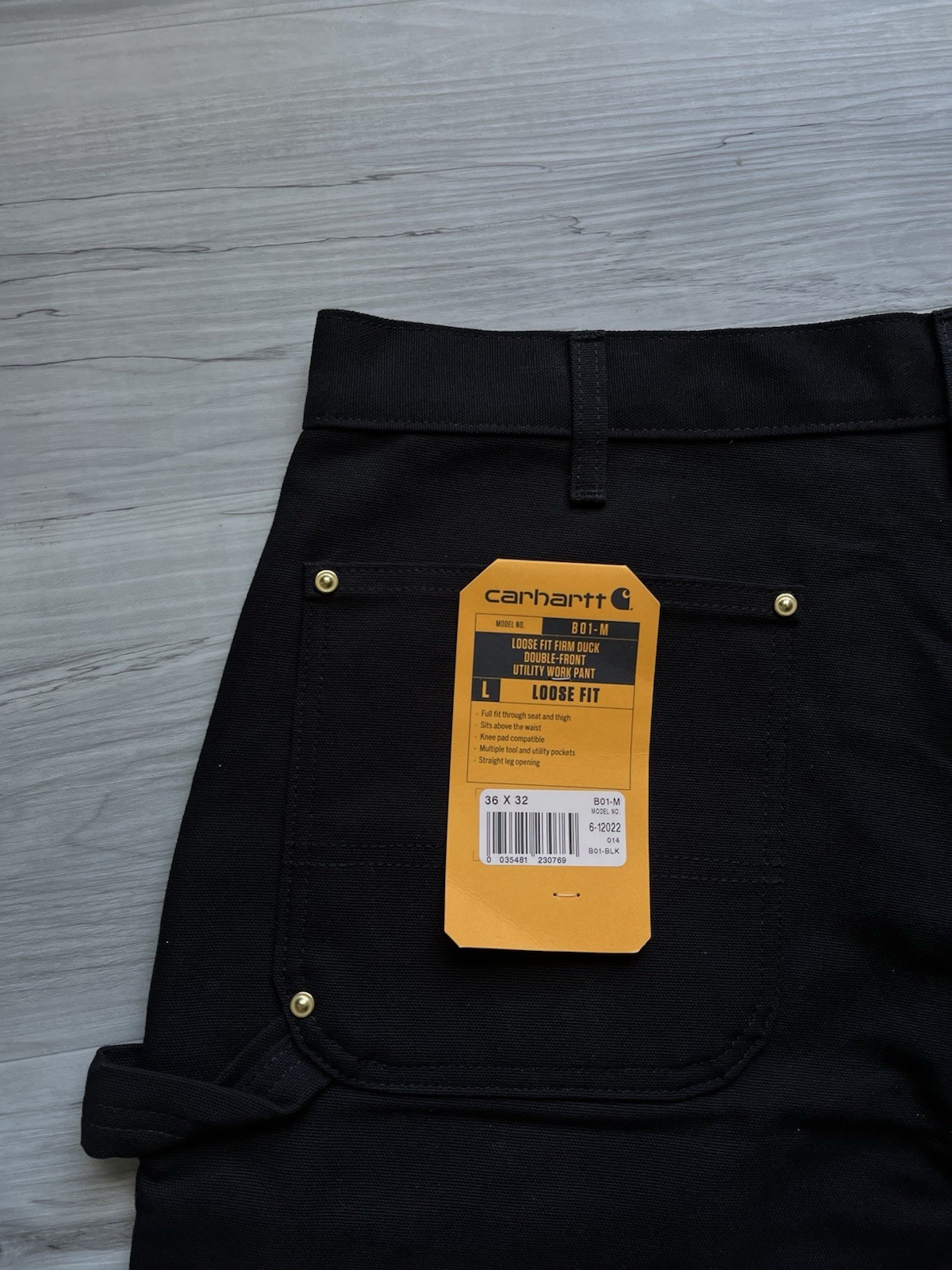 Carhartt B01 BLK Double Knee Carpenter Pants 2022 DEADSTOCK – 36×32 Made In USA